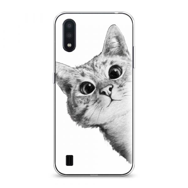 Silicone case Cat pattern black and white for Samsung Galaxy A01