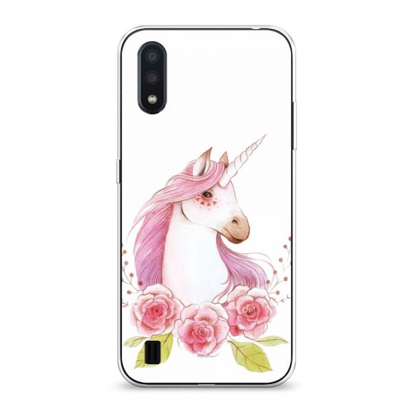 Silicone Case Unicorn Flowers for Samsung Galaxy A01