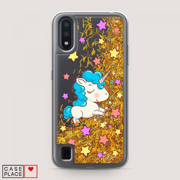 Glitter Liquid Case Starry Unicorn for Samsung Galaxy A01